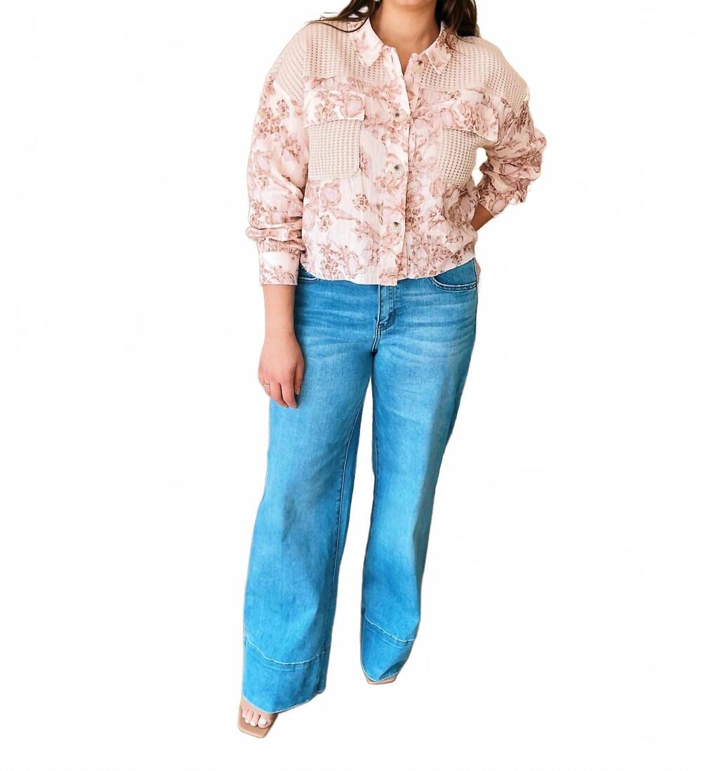 NEW VERVET BY FLYING MONKEY tina wide leg trousers in warm blue